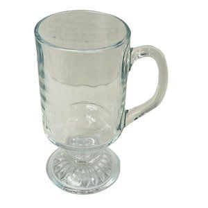 Vintage Crystal Coffee Beer Beverages Mugs Plain Footed Pedestal Clear